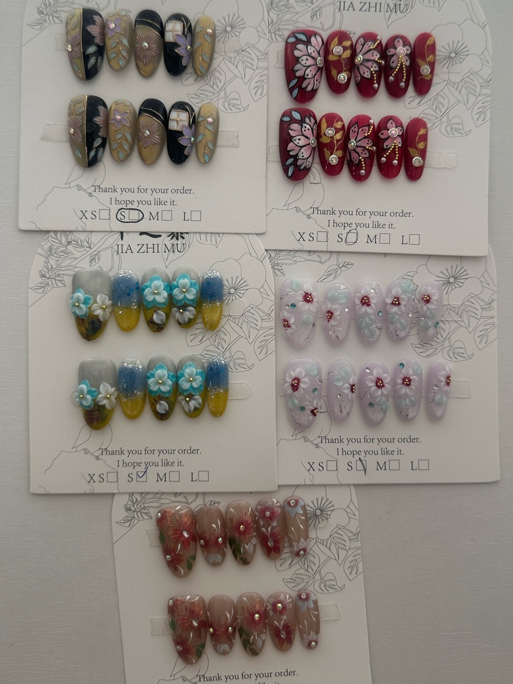 Luxury Press-on Nails Bundle 5 Pack- size small